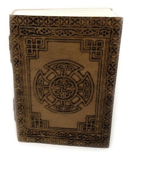 JOURNAL-Etched Leather Journal Embossed Celtic Cross