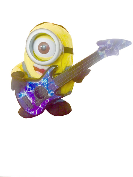 Minion Bob dances while playing guitar. He sings too!