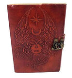Journal-Embossed 5x7 Inch Moon Goddess Leather JOURNAL with Latch Closure