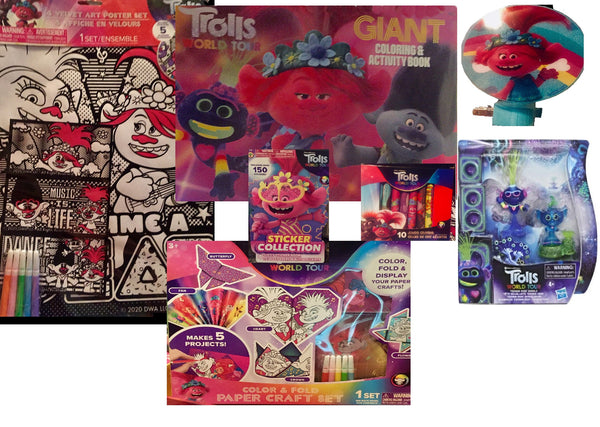 Bundle-7 Piece Trolls Character Arts and Crafts Activity Set  Featuring Poppy, Creek, Barbara  and Guy Figurines