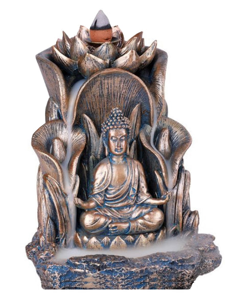 Backflow-Large Ceramic Buddha Sitting Under Waterfall Backflow Burner…