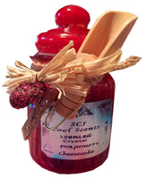 Scented Sand Crystals-Cheese Cake Scented Crystal Sand Potpourri in Decorated Airtight Glass Decanter with Wooden Scoop