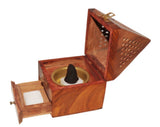 Wooden Pyramid Cone / Charcoal / Resin Burner with Storage Drawer