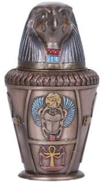 Ancient Egyptian Reproduction Canopic Jar With Diety Qebehsenuf