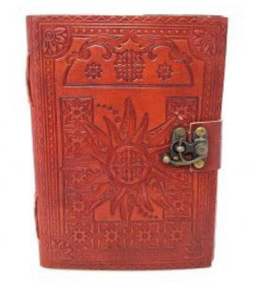 JOURNAL-Genuine Leather Journal Notebook Diary Embossed with Image of the Sun