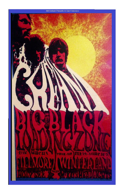 Art-Reproduction Concert Poster Winterland 1968. Cream, Big Black, The Loading Zone,