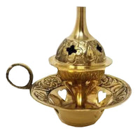 Brass Ornate Vintage Incense Burner with Handle 3 Inch