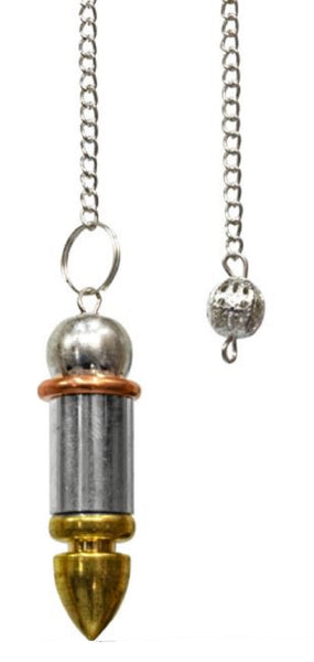 PENDULUM-Chambered Pendulum Silver/Brass w/Copper Energy Ring