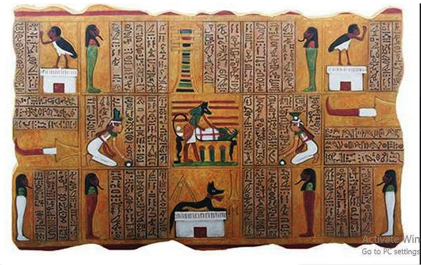 Ancient-Egyptian Hieroglyphic Funerary Scene Decorative Frieze Wall Plaque