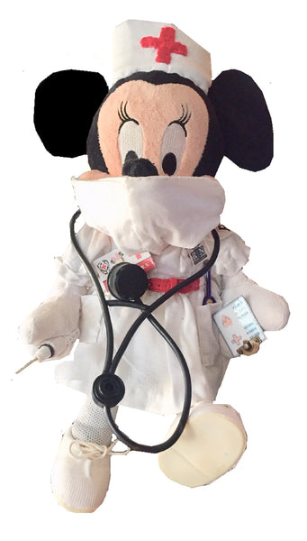MOCKS-Minnie Pretends To Be A Nurse With A Real Working Stethoscope-Uniform-Mask-Bottle of Medicine & Hypodermic Syringe Collectible Not A Toy